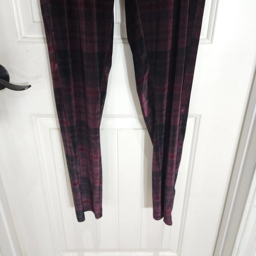 Nasty Gal Womens Pants Top Set Plaid About You Maroon Co Ord Velvet Velour Sz 4 - Picture 5 of 11
